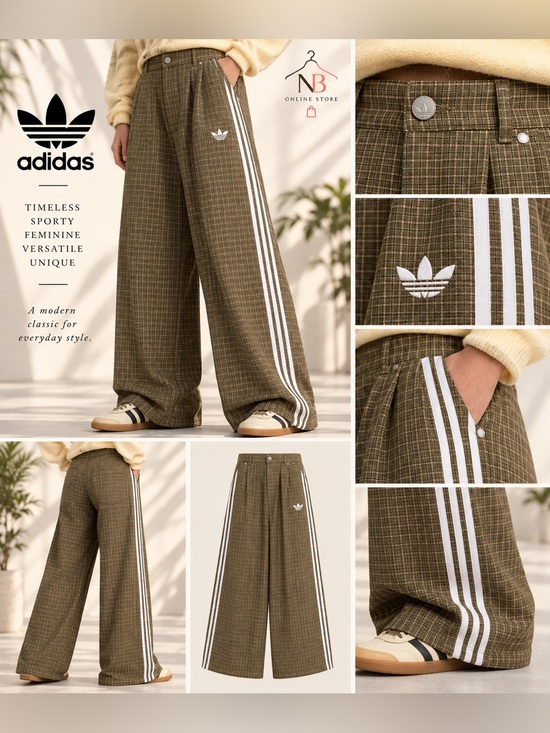adidas Pants - adidas Originals Women's Checks Trouser Loose Pants in olive strata
